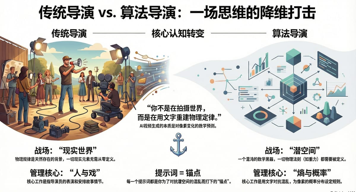 从“写剧本”到“造宇宙”:AI 视频生成的底层逻辑与导演思维重构 (Sora/Kling 进阶指南)