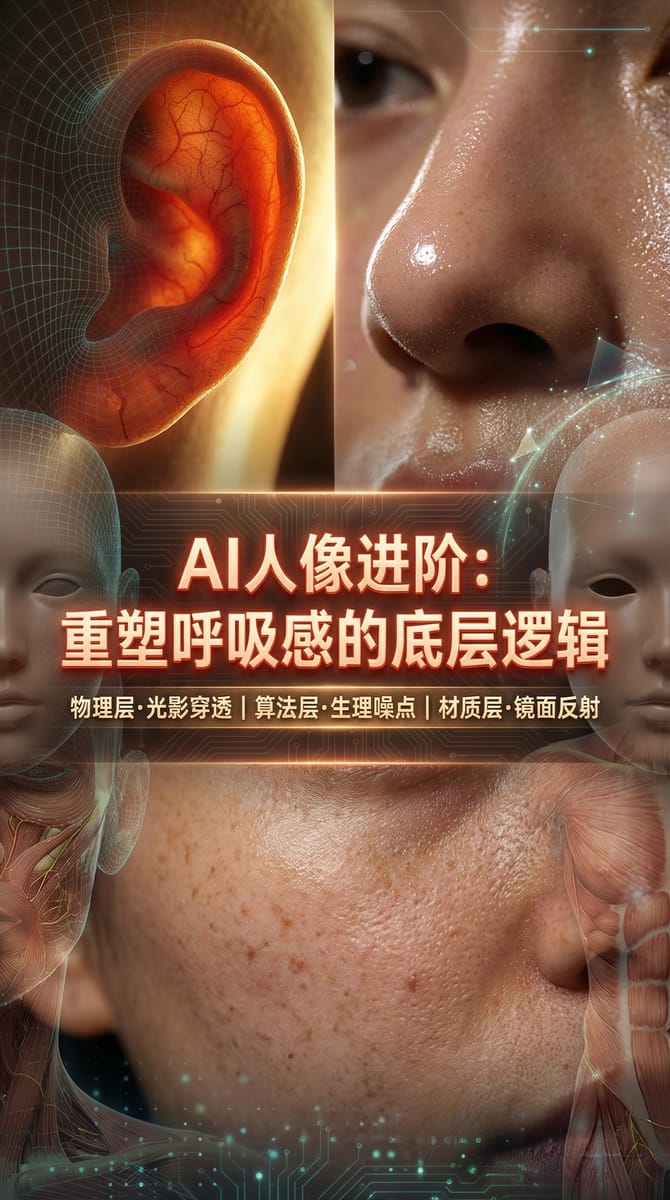 拒绝“塑料感”!3大底层逻辑揭秘:如何生成有“呼吸感”的超写实 AI 人像 (附提示词)