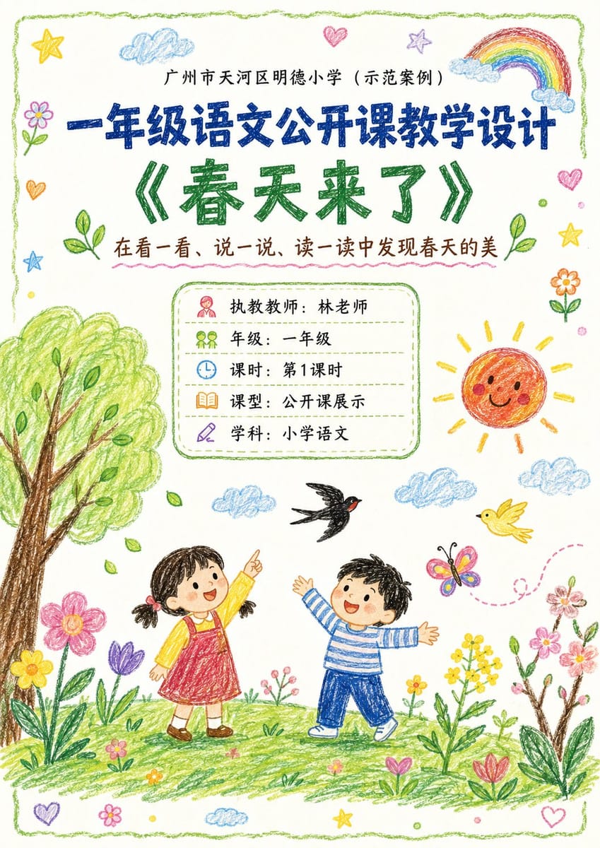 蜡笔风教案：一键生成公开课可视化教案设计