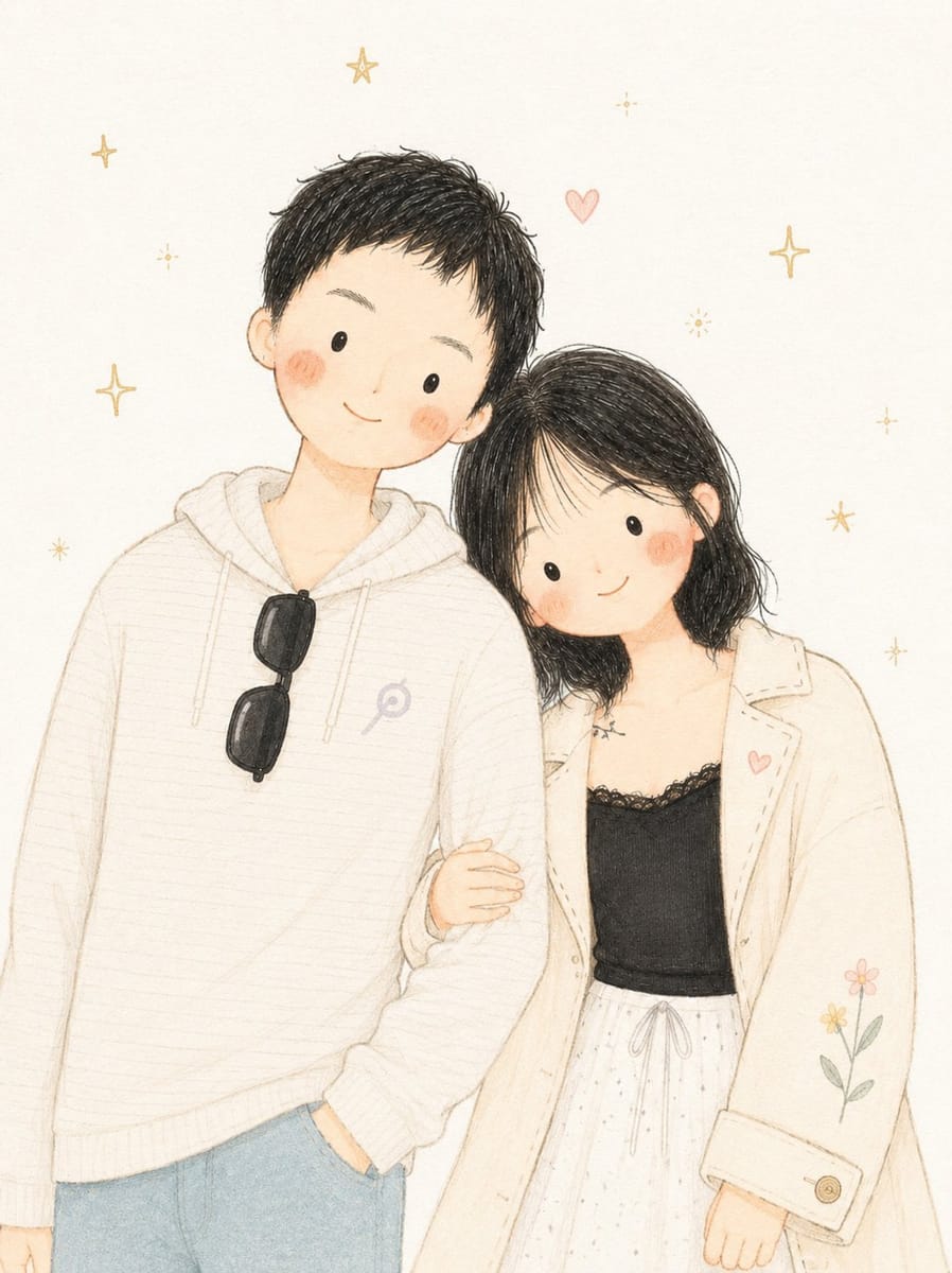 极简治愈·动漫情侣水彩插画｜韩系温柔风头像壁纸