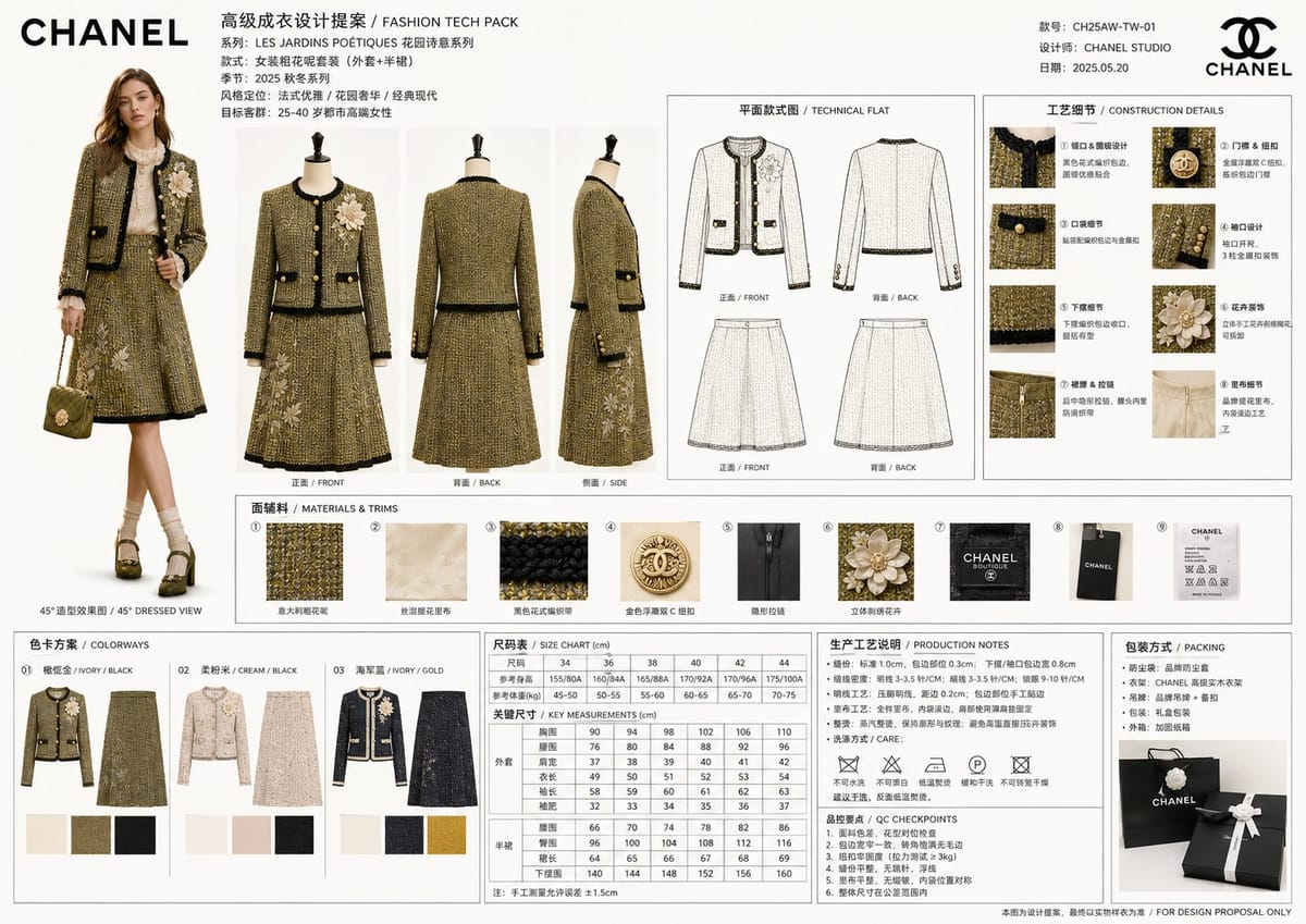 香奈儿高定成衣工业级设计提案板·可量产