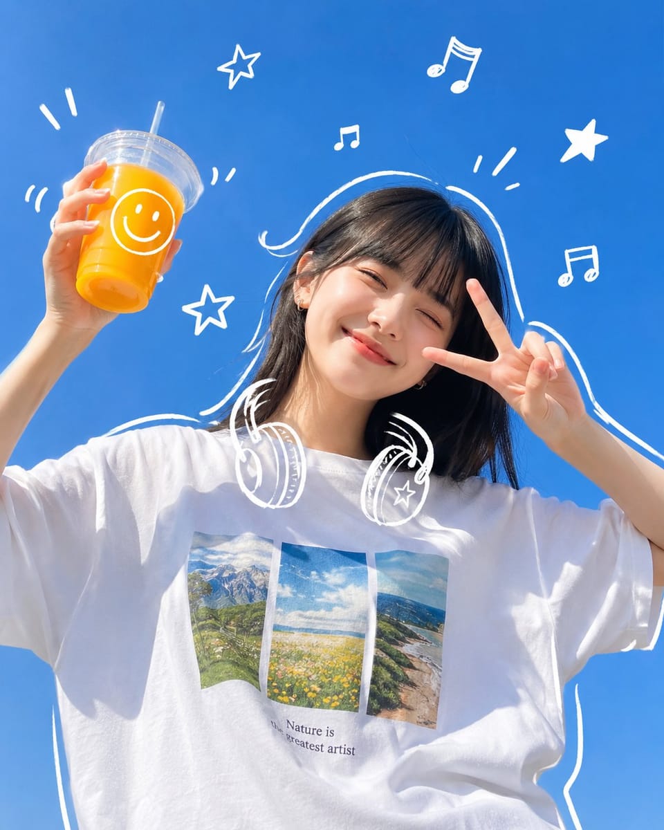波普风涂鸦女孩·橙汁夏日