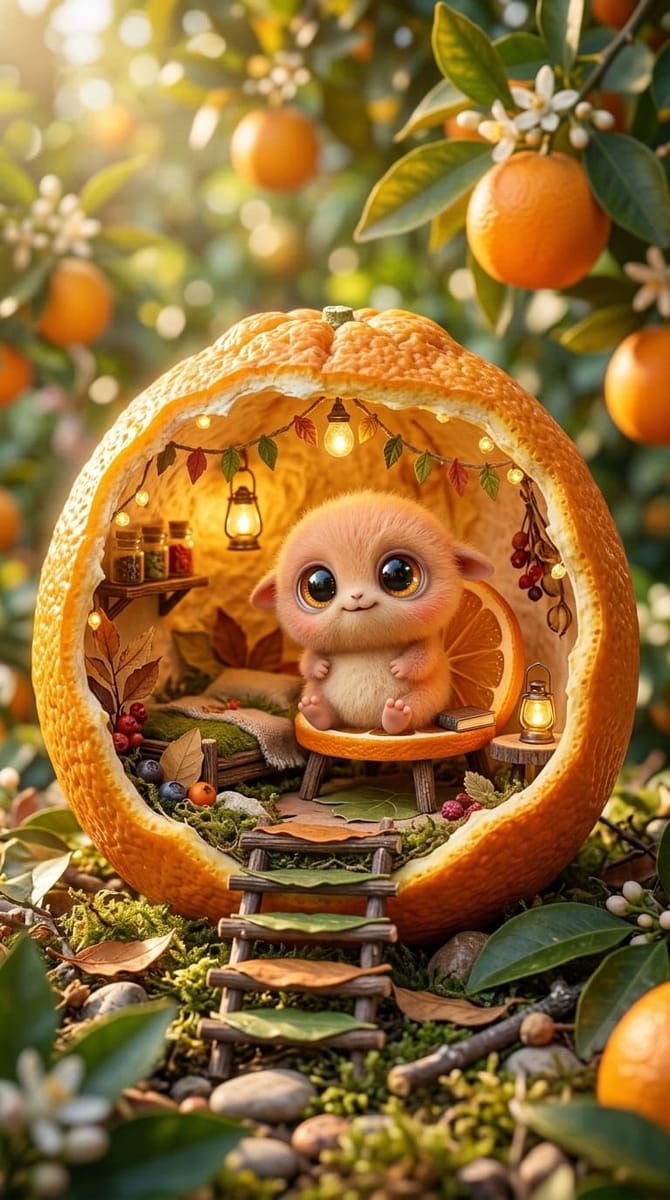 魔法森林水果小屋：超可爱奇幻生物微距摄影