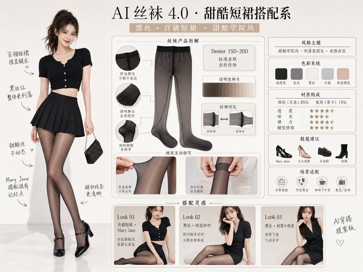 高级感短裙丝袜穿搭提案图