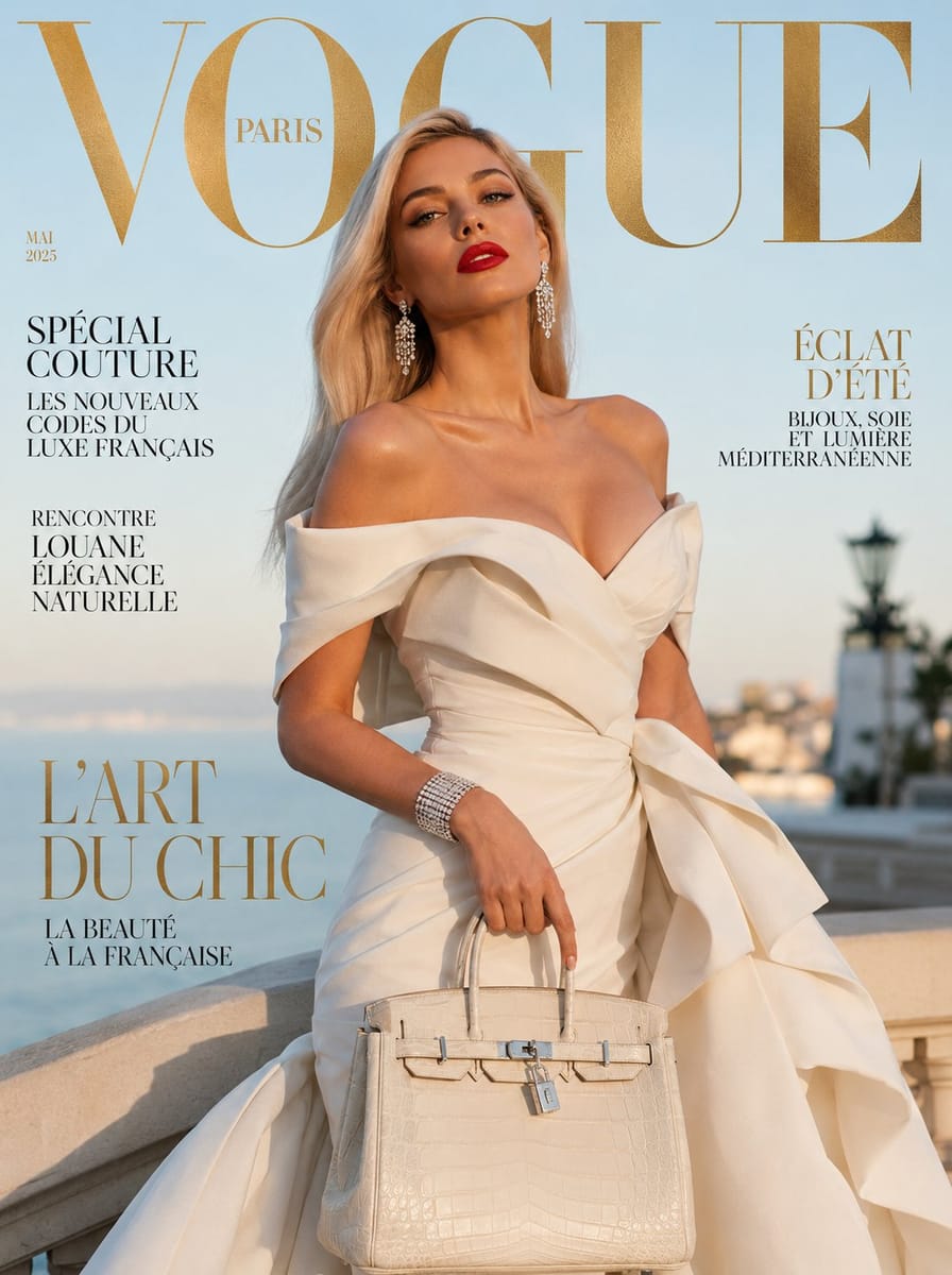 超写实VOGUE封面：法国优雅·象牙白高定礼服