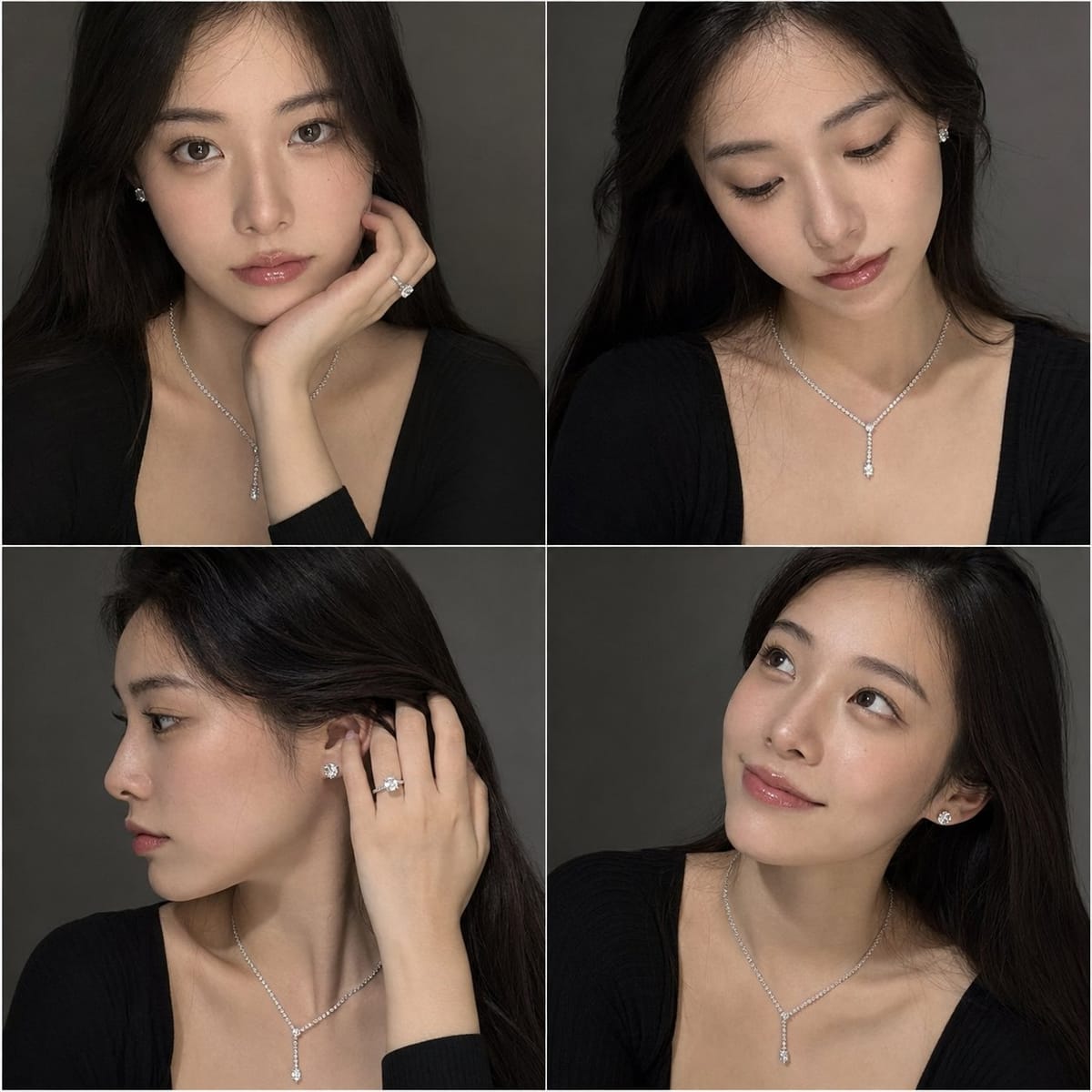 日本女性奢华珠宝·自然手机质感四宫格人像写真