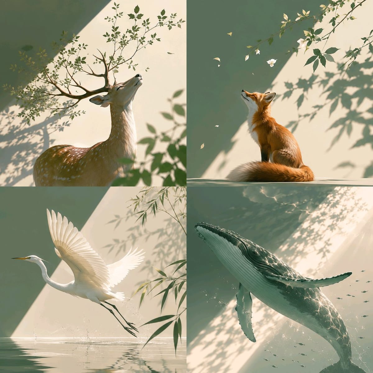 北欧绿意·极简艺术杂志封面插画
