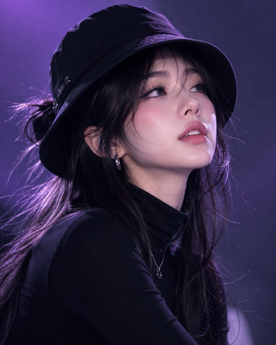 黑帽女郎：韩国时尚杂志风AI人像写真