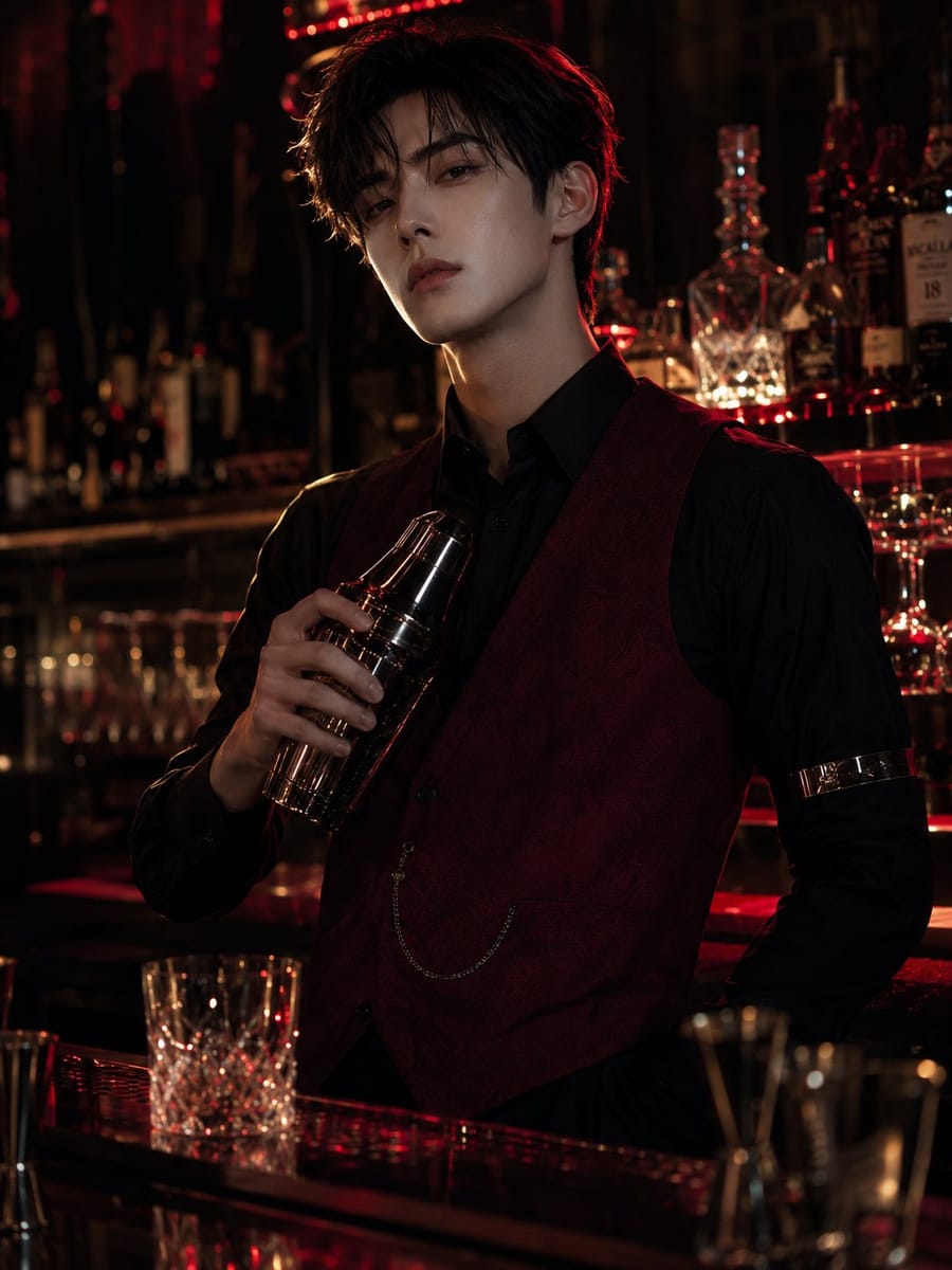 危险感清俊调酒师｜深夜酒吧暗调人像